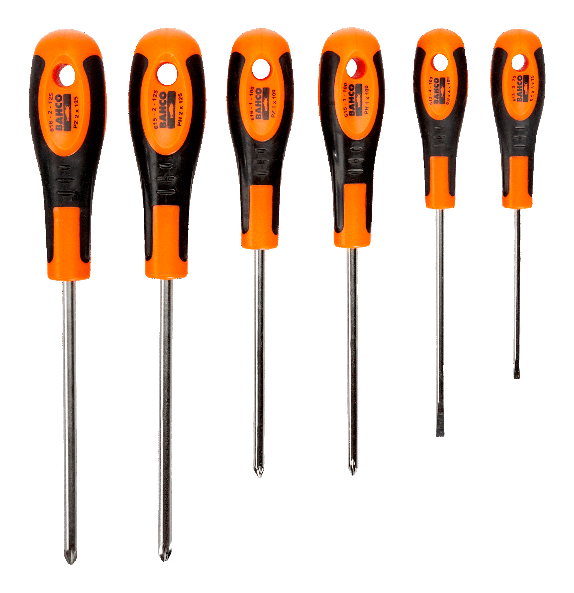 Jeu De 6 Tounevis Vis À Fente/phillips/pozidriv Avec Poignée En Caoutchouc 3-4 Mm/ph1-ph2/pz1-pz2 605-6 Bahco
