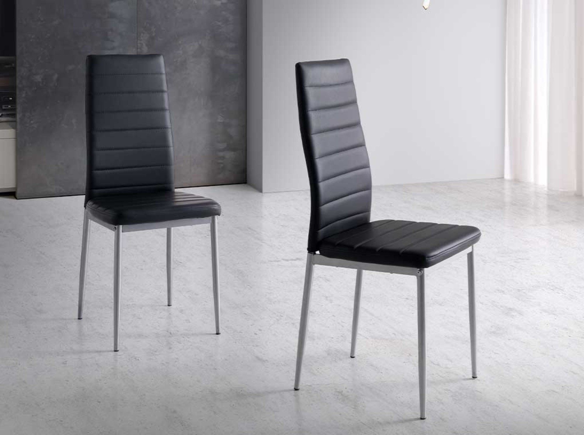 Momma Home - 4 X Chaise Rene En Simili-cuir Noir