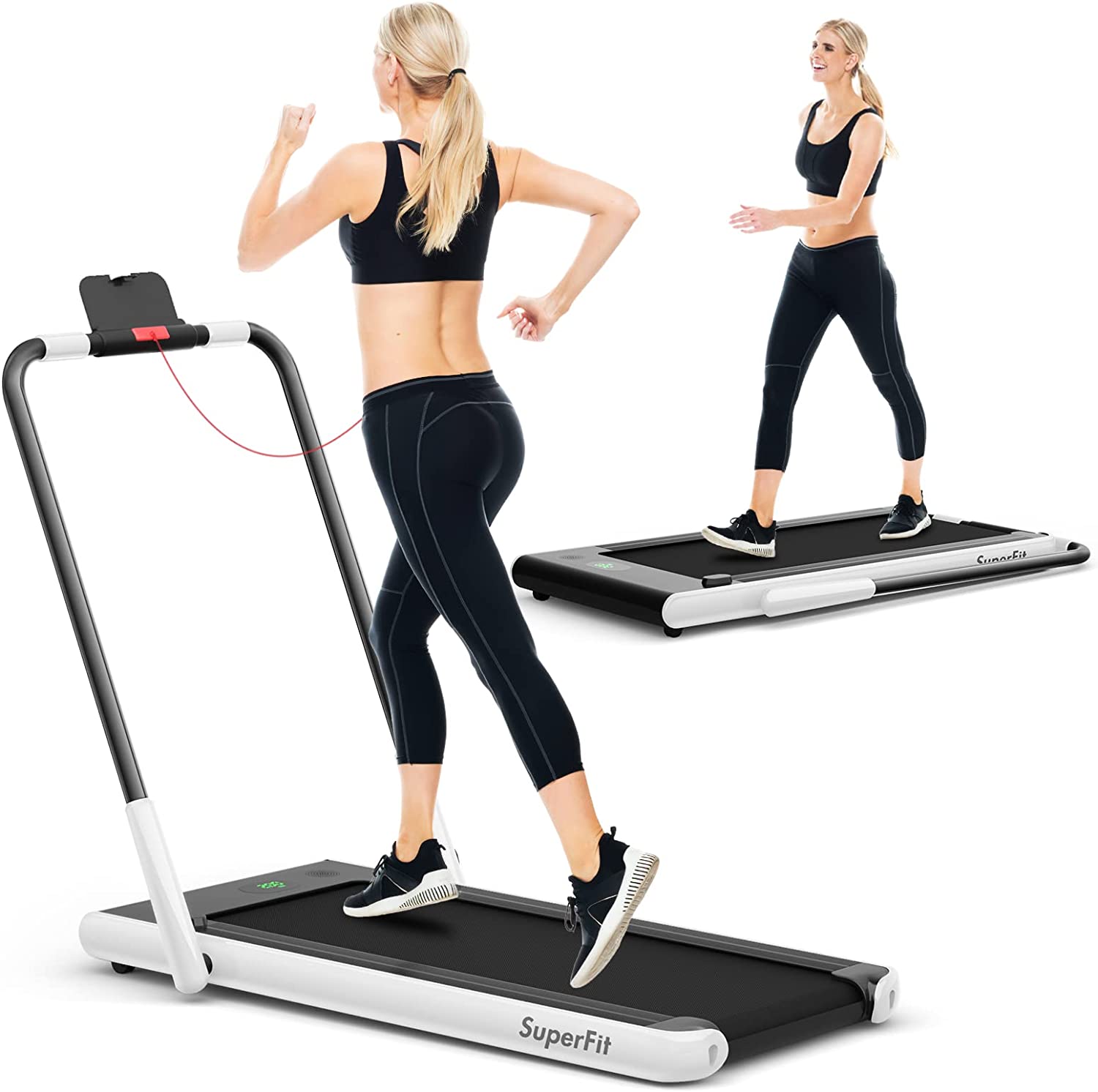 Tapis De Course Pliable 2 En 1/tapis Roulant Électrique Motorisé 1-12 Km/h Avec Application, Télécommande