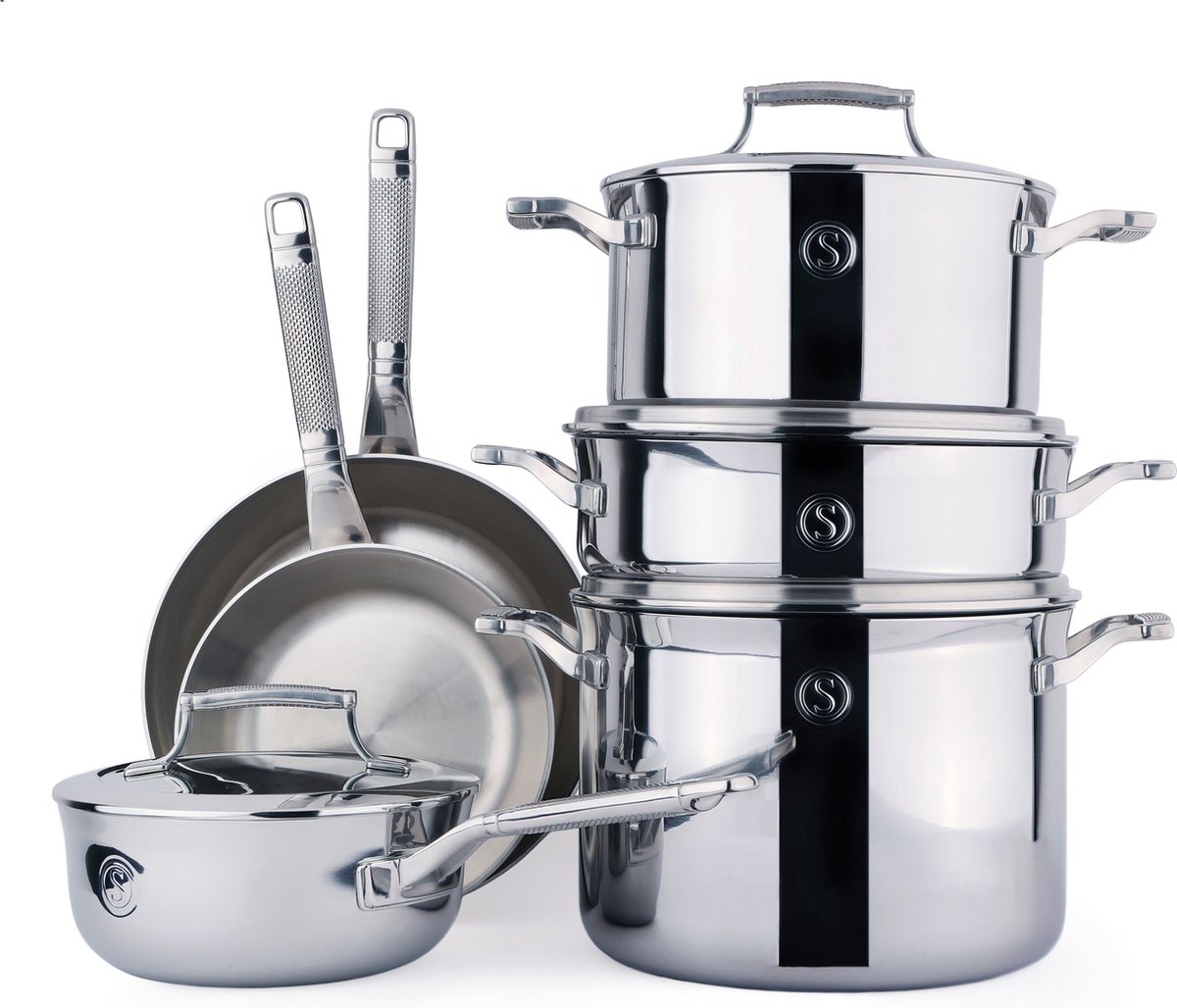 Saveur Selects - Série Voyage - 2 Casseroles - 2  Poêle À Frire - 1 Casserole - 1 Faitout - Garantie À Vie