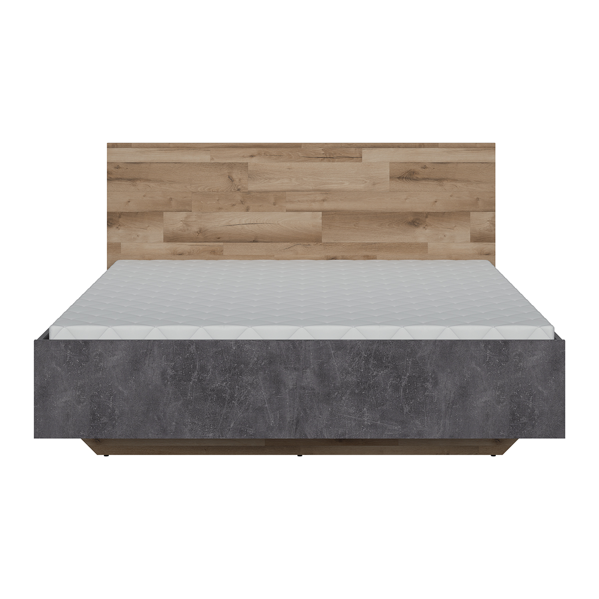 Lit Coffre 160x200 Sommier Inclus Basile Bois Et Béton