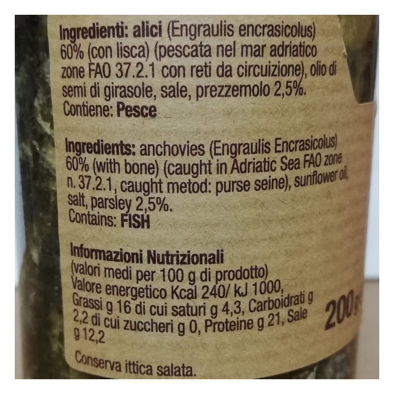 Anchois Entiers Avec Persil 200 Gr DELIZIE DI CALABRIA
