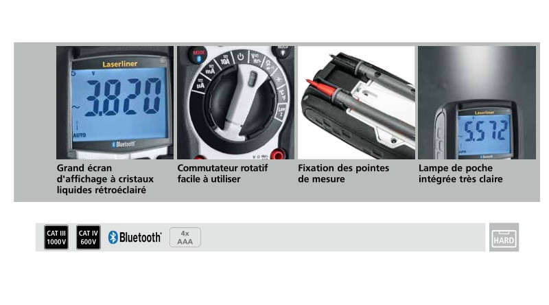 Multimètre Professionnel Précis Et Robuste Avec Mode D'impédance Basse Low Z Et Bluetooth Multimeter Xp Laserliner