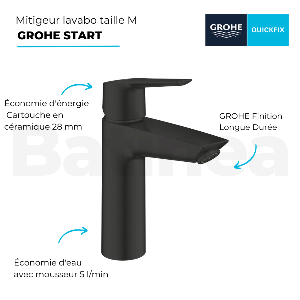 Lot De 2 Mitigeurs Lavabo Grohe Start Noir M