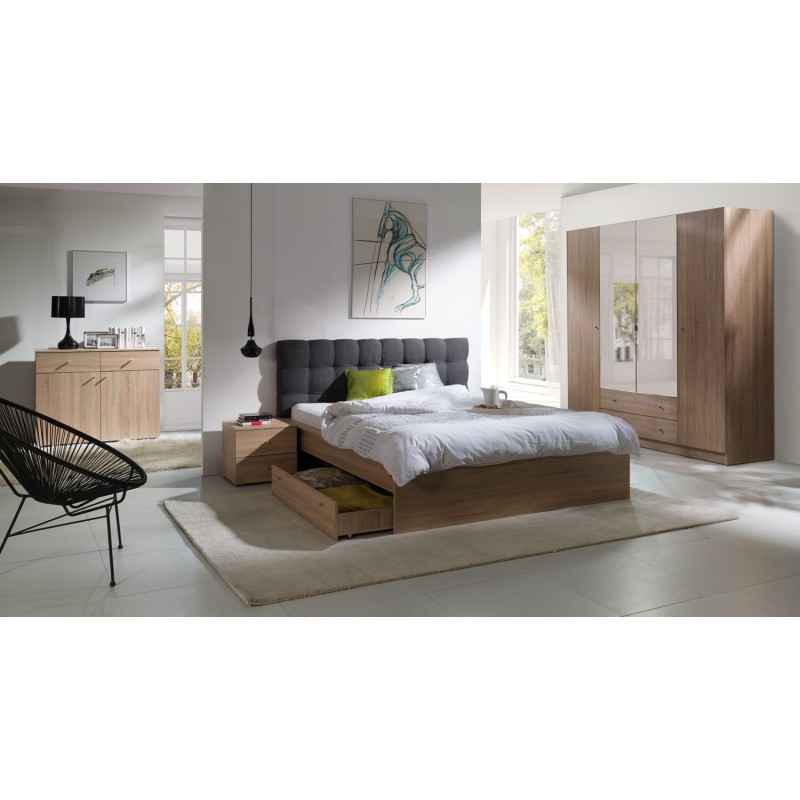 Lit Adulte Avec Tiroir, Deux Places Maxim Avec Somier. Couchage 160 X 200 Cm. Lit Mod
