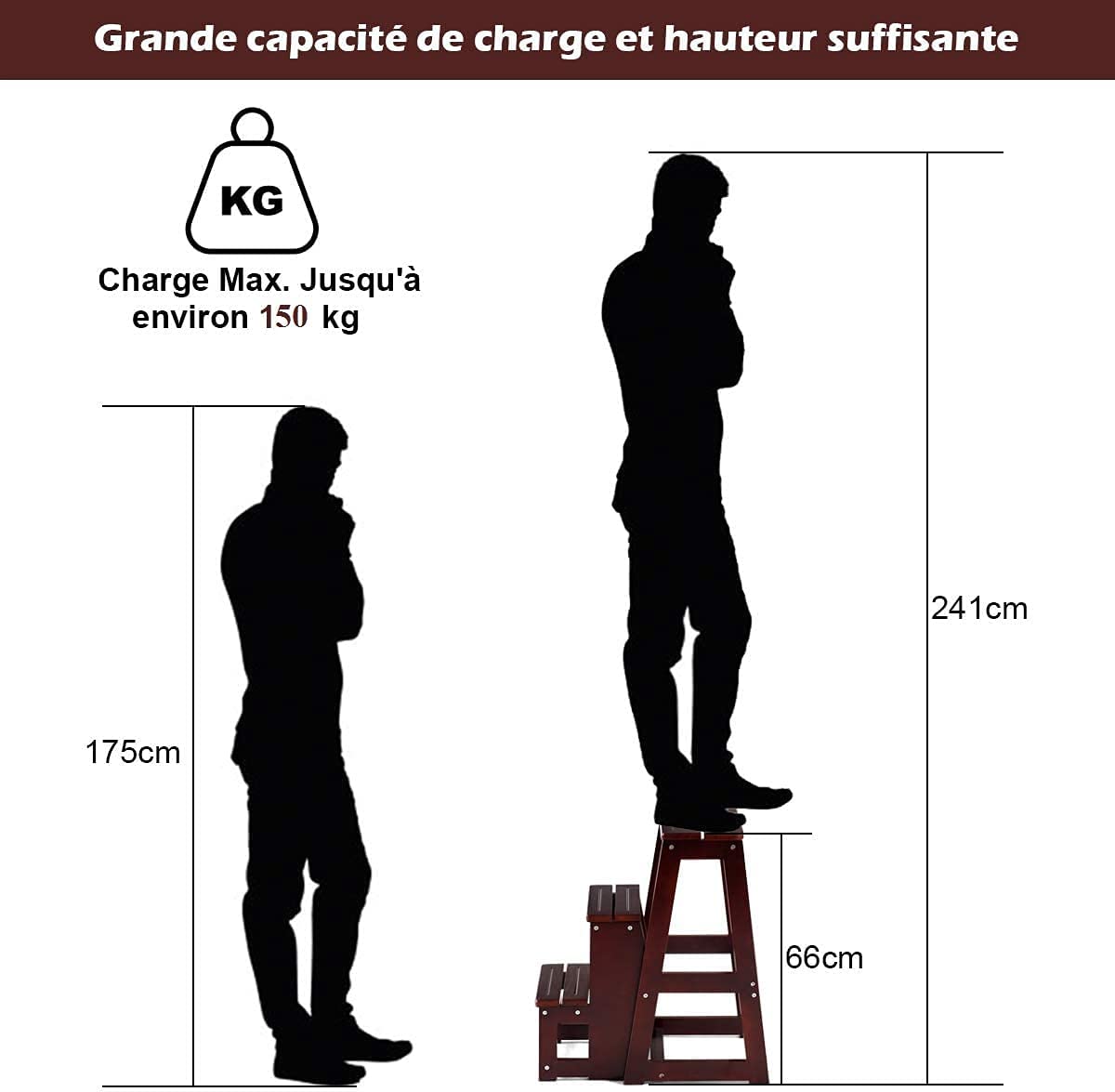 Costway Escabeau Echelle Pliant 3 Marchepieds Tabouret Escamotable