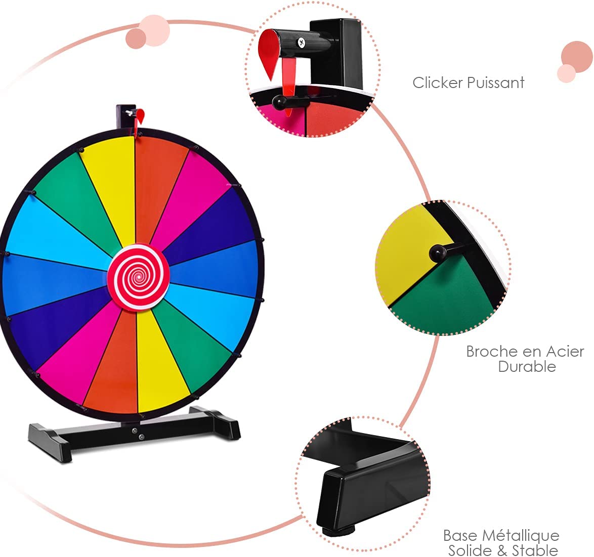 Costway  Prize Wheel, Roue De La Fortune 24 Pouces (diamètre De 46cm)
