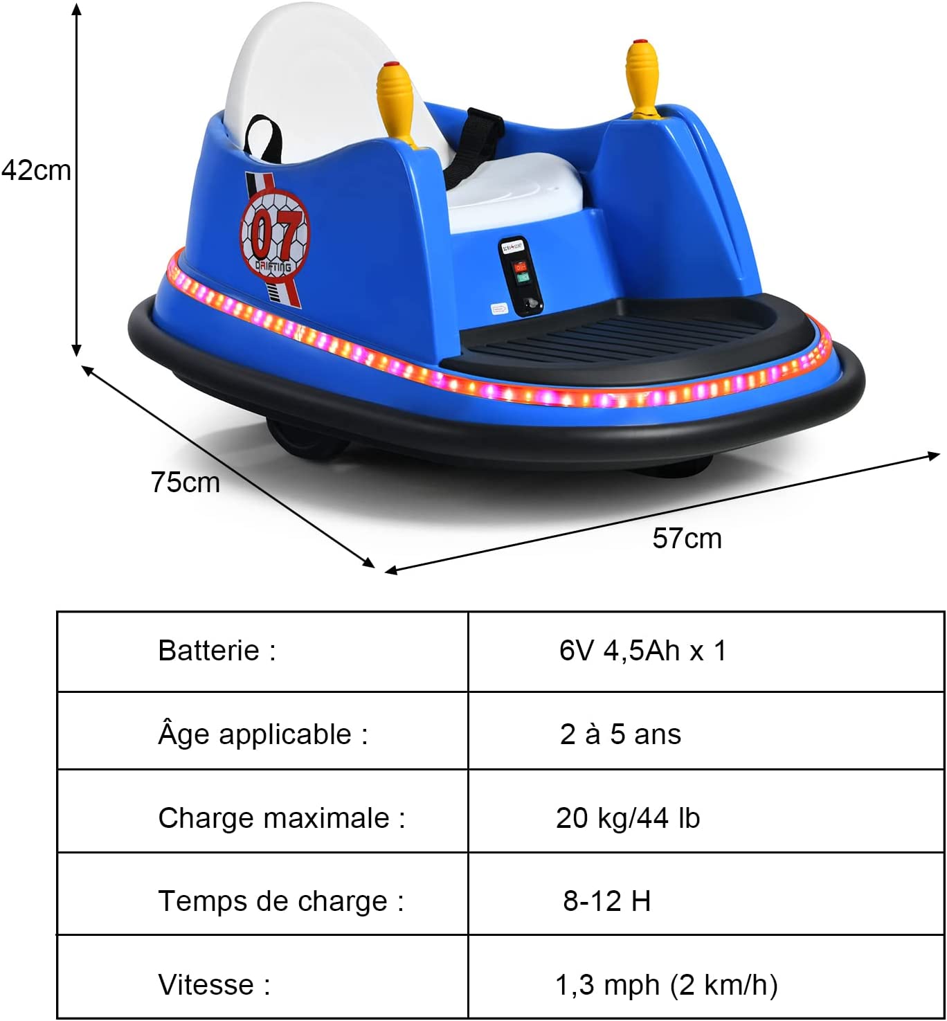 Voiture Auto Tamponneuse Électrique 6v Pour Enfants 2-5 Ans