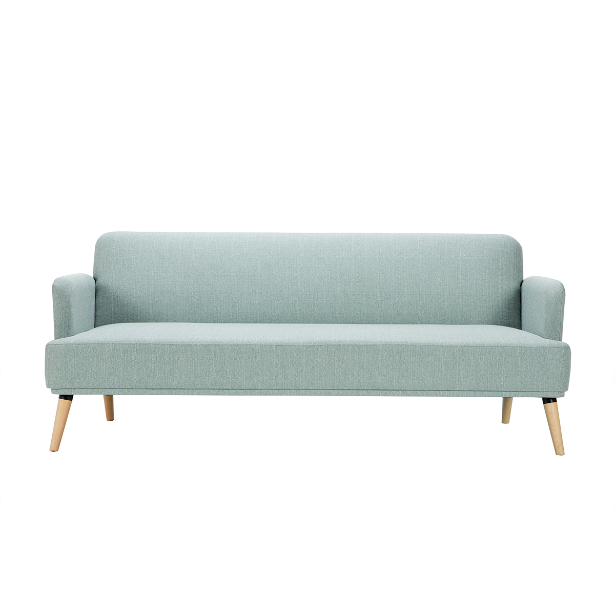 Canapé Convertible Scandinave 3 Places En Tissu Vert Lagon Et Bois Clair Senso