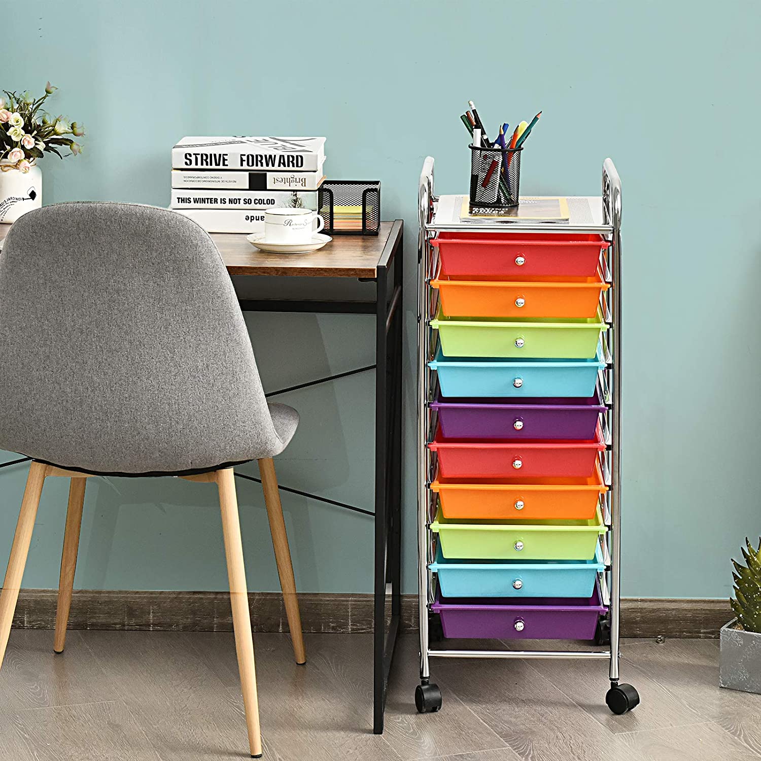 Coatway Tour De Rangement Plastique À Tiroirs Rangement Paour Bureau Amovibles