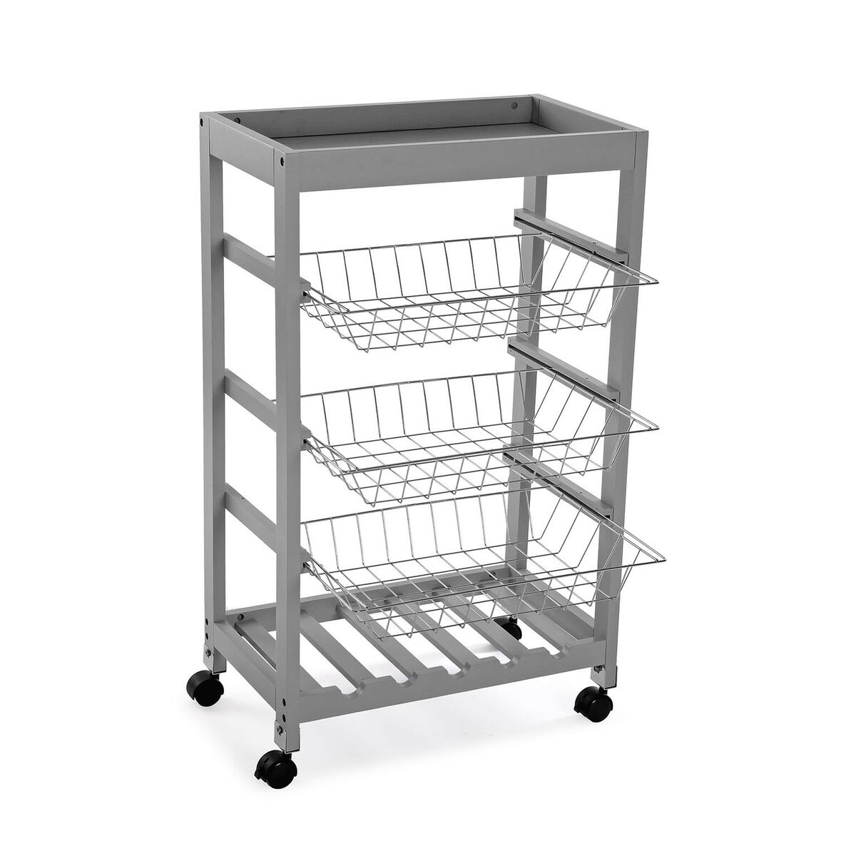 Chariot À Légumes Versa Gris 30 X 85 X 51 Cm Métal Bois Mdf