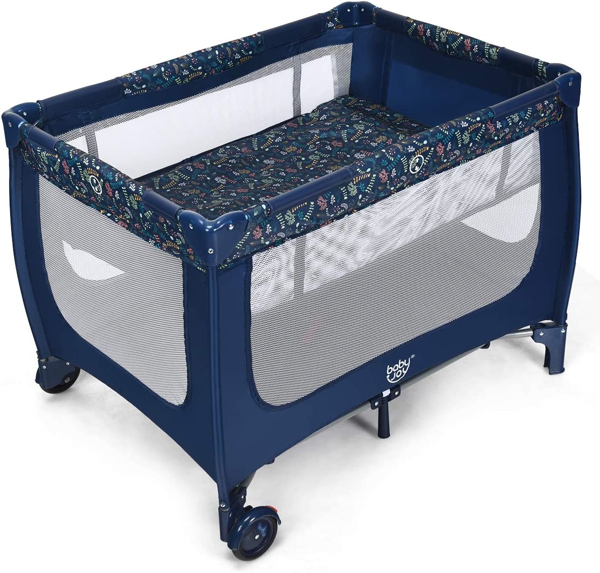 Costway Lit Parapluie Pliant Bébé 0-36 Mois 3 En 1 Avec Matelas Roulettes Sac