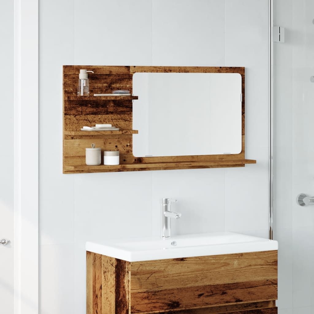 Armoire À Miroir De Salle De Bain | Armoire De Toilette | Meuble De Rangement Vieux Bois Bois D'ingénierie