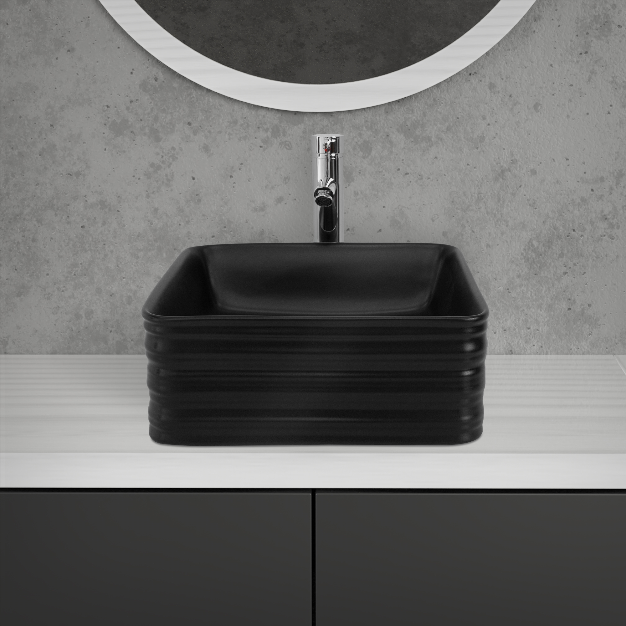 Vasque À Poser En Céramique Noir Lavabo Avec Garniture De Vidage Noir 390x150 Mm