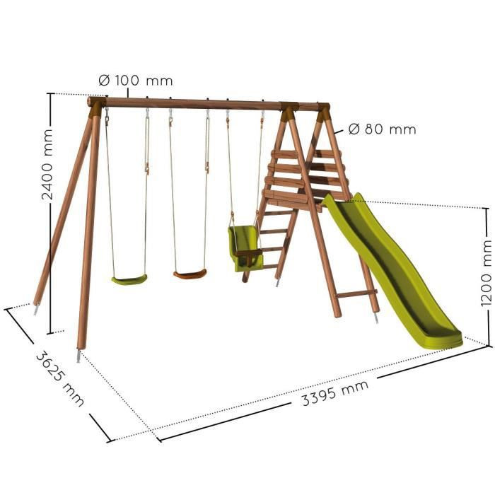 Station Ankara Portique Balançoire Soulet Avec Siege Bébé Et Toboggan