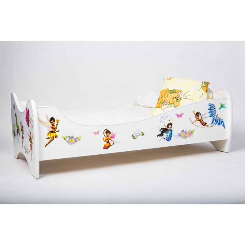 Pack 8en1 Lit Junior Fee Clochette Disney Avec Matelas + Oreiller + Couette + Taie+ Housse De Couette +drap Housse