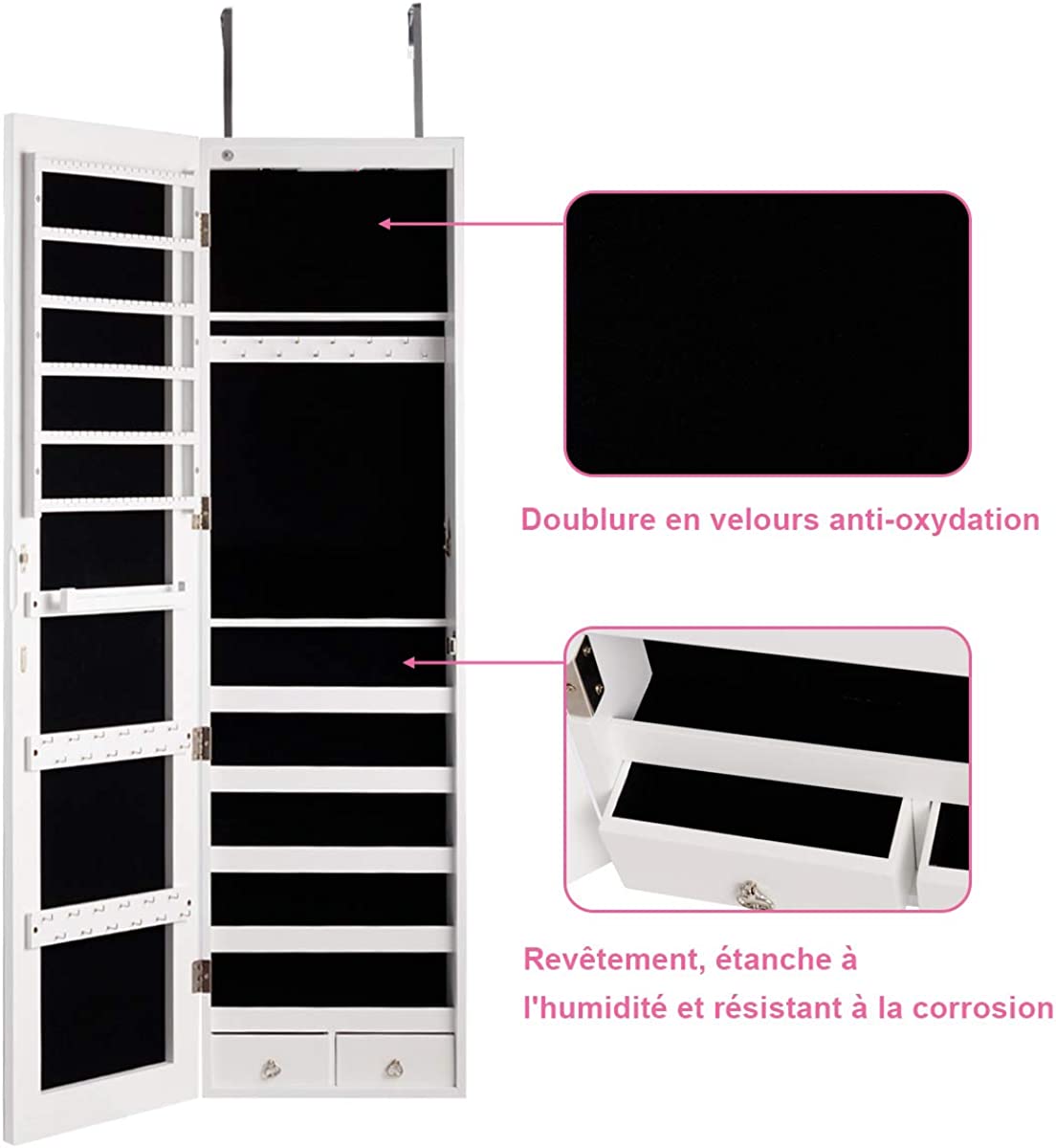 Costway Armoire Bijoux De Rangement Armoire À Bijoux Mural Armoire