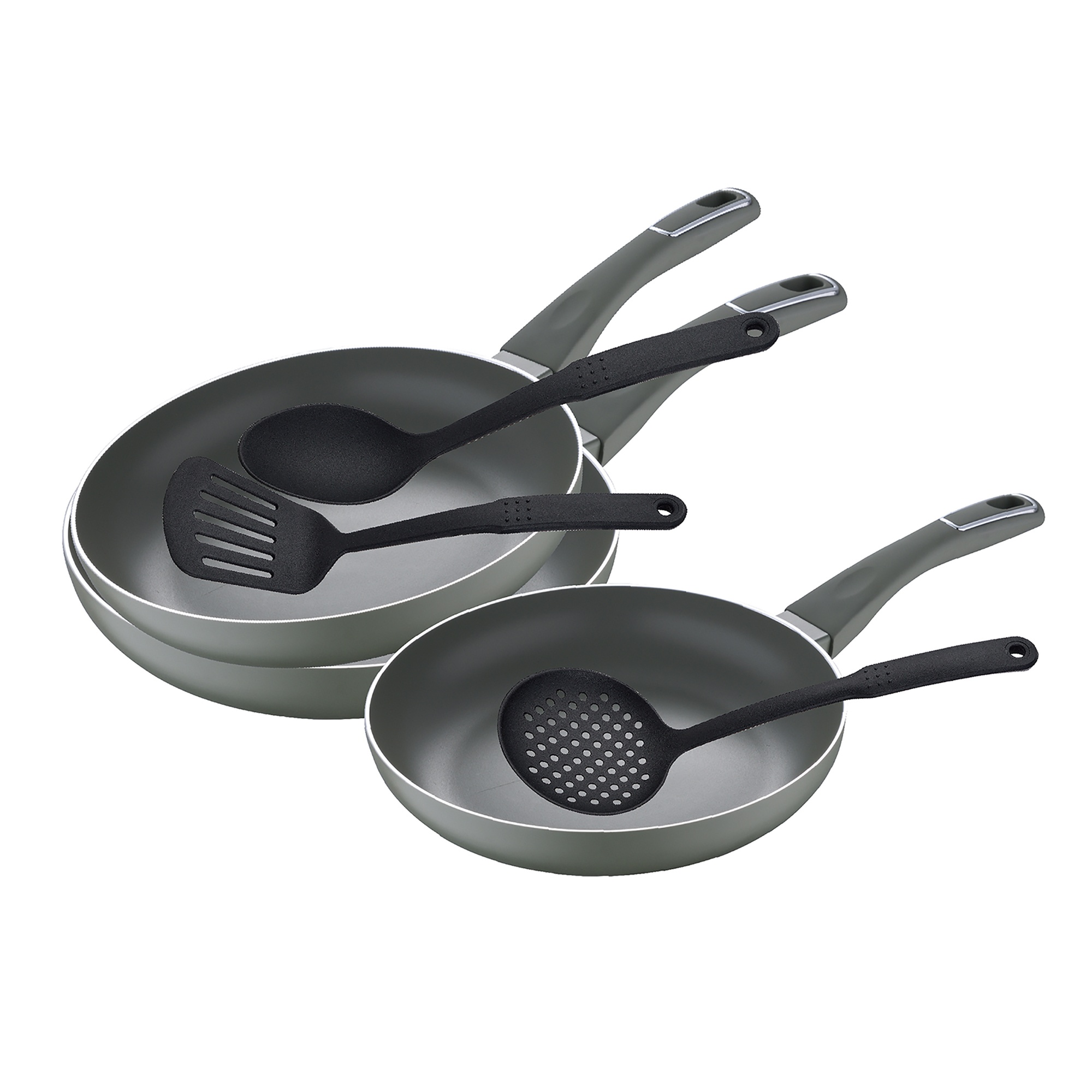 Ensemble De Poêles À Frire (20, 24 Et 28 Cm) Trebol En Aluminium Pressé Et Nylon Ensemble D'ustensiles De Cuisine