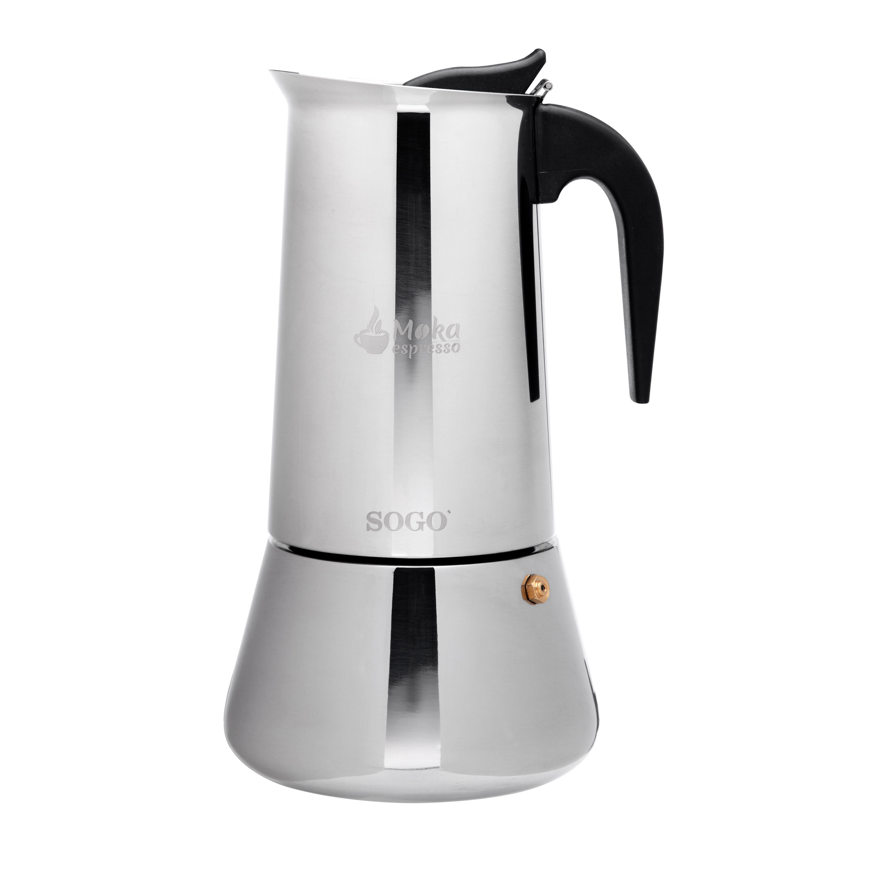 Image of SOGO Caffettiera Moka Induzione 9 Tazze – Acciaio Inox, Base per Induzione, Gas, Elettrico e Vetroceramica, Design Tradizionale per Caffè Espresso cod009
