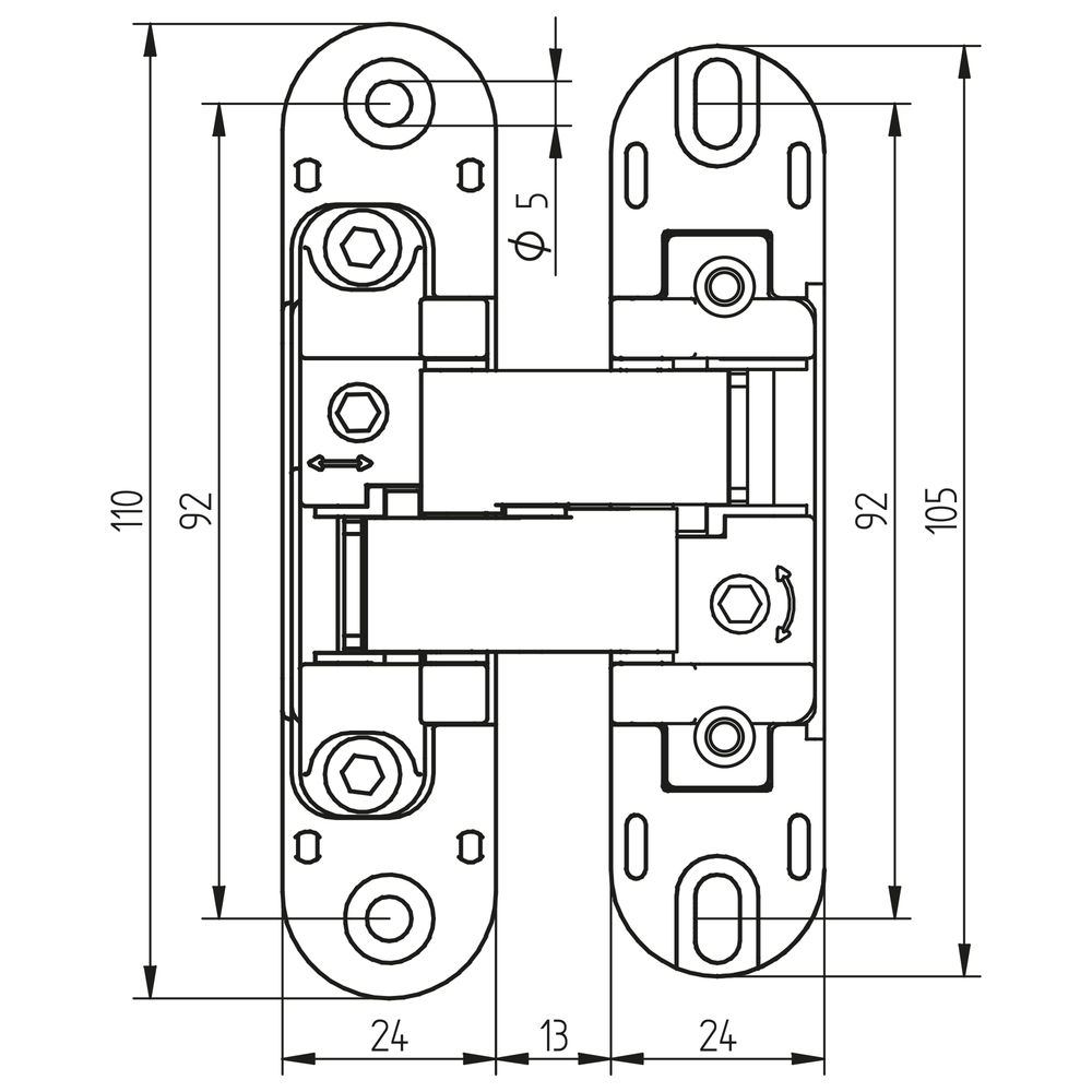 Charnière Invisible Pour Portes., 80 Kg, Peint En Aluminium