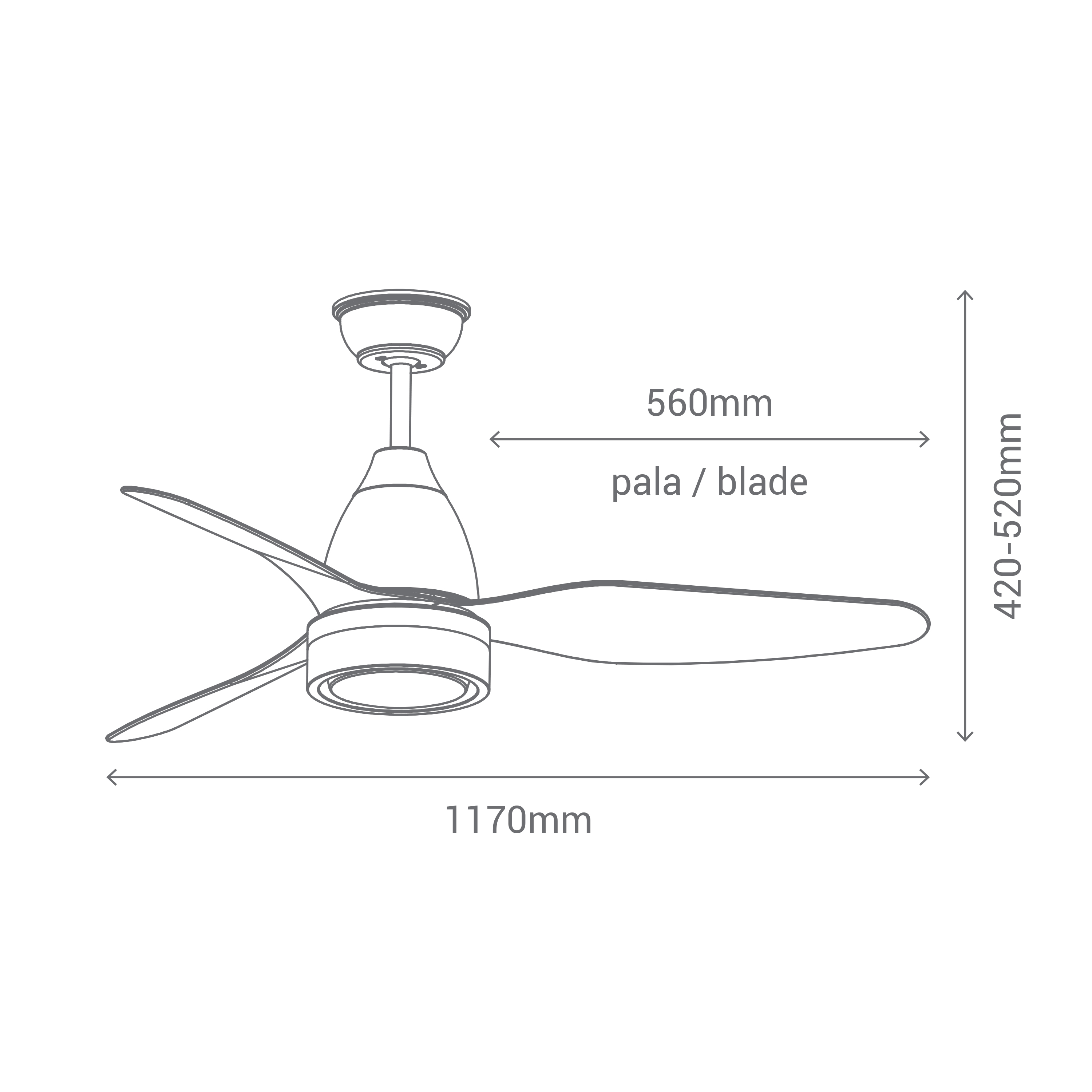 Ventilateur De Plafond Moteur Dc 117cm Led 30w 4000k Blanc