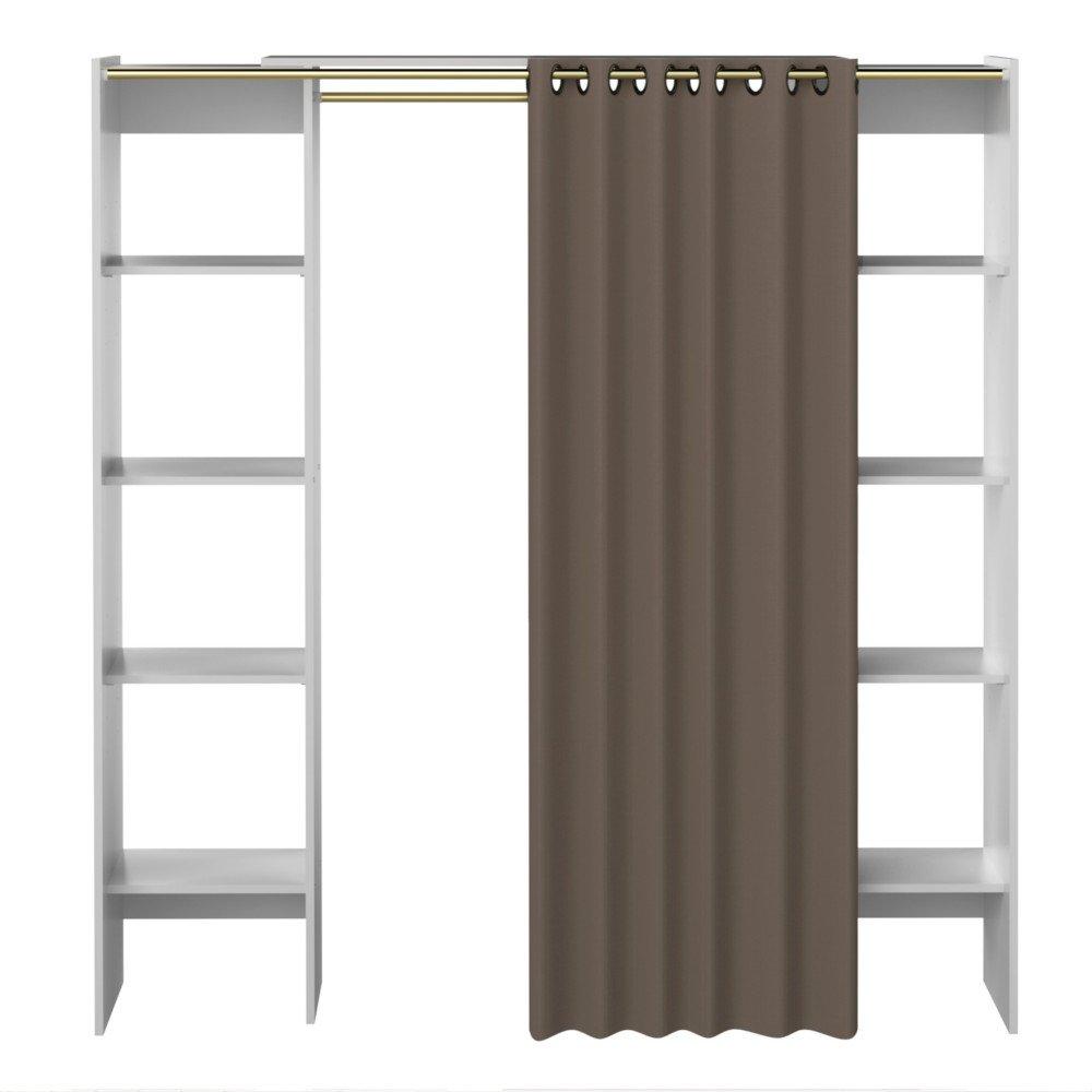 Dressing Extensible Chica 2 Colonnes Blanc Et Rideau Taupe à Prix Carrefour