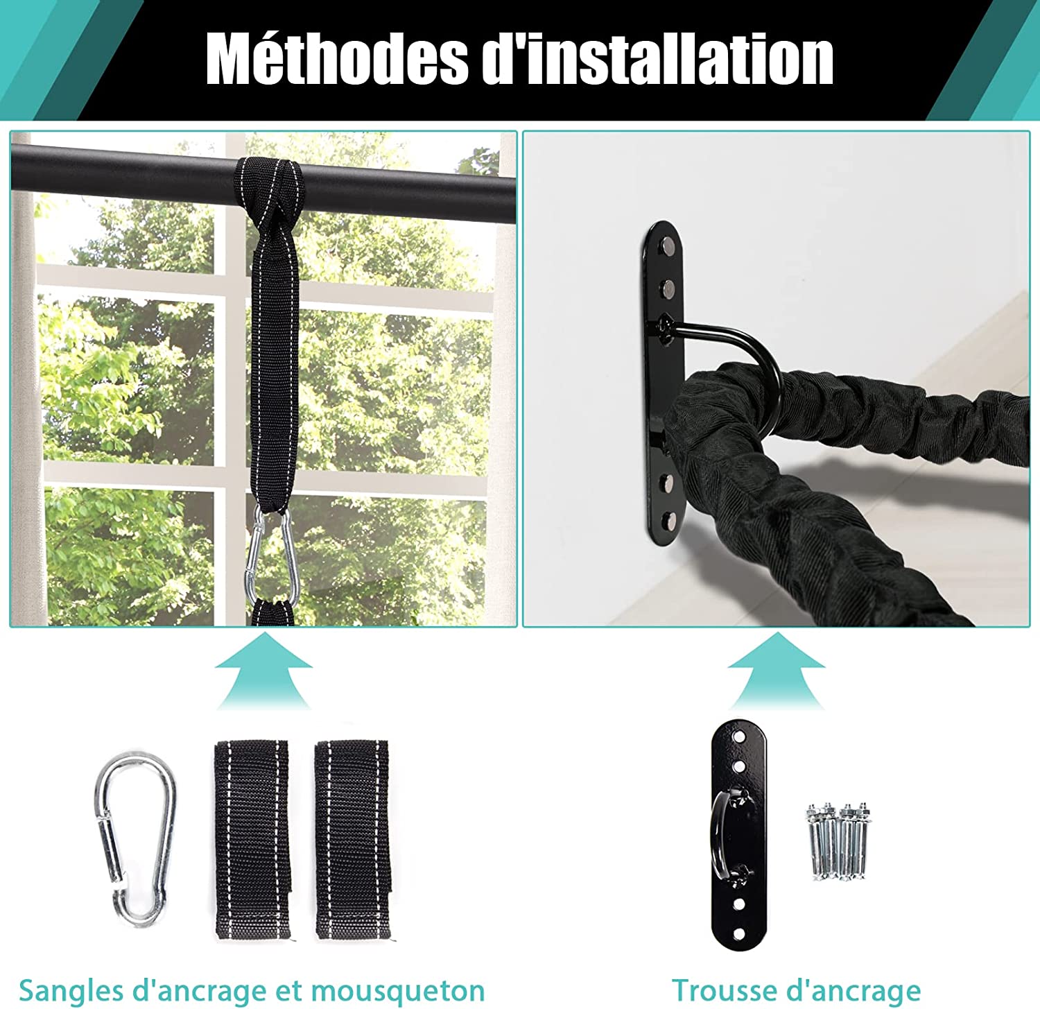 Corde De Combat 9m De Long Φ45mm Battle Rope Pour Sport Avec Kit De Sangles De Fixation Et Manchon