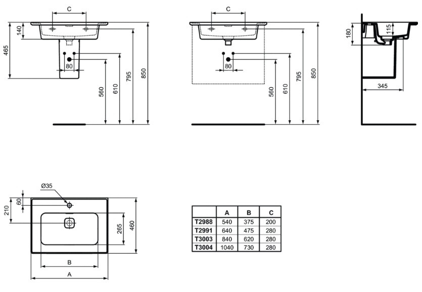 Ideal Standard - Lavabo-plan 104 X 46 Cm Blanc - Strada Ii Ideal Standard