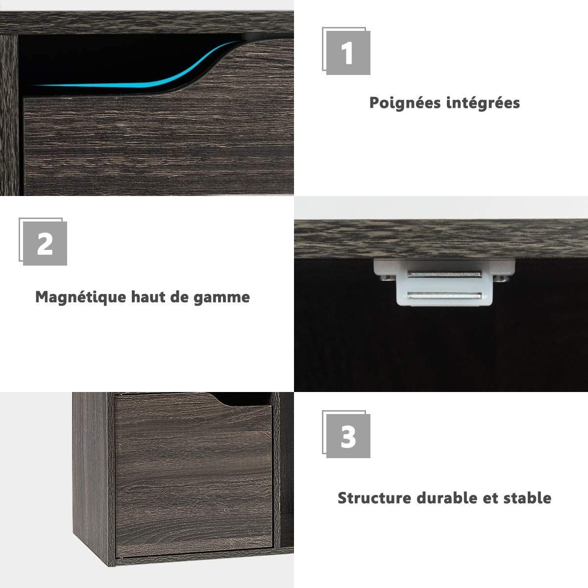 Costway Bibliothèque De Rangement, Cube De Rangement 5 Avec Portes, Idéal Pour Salon