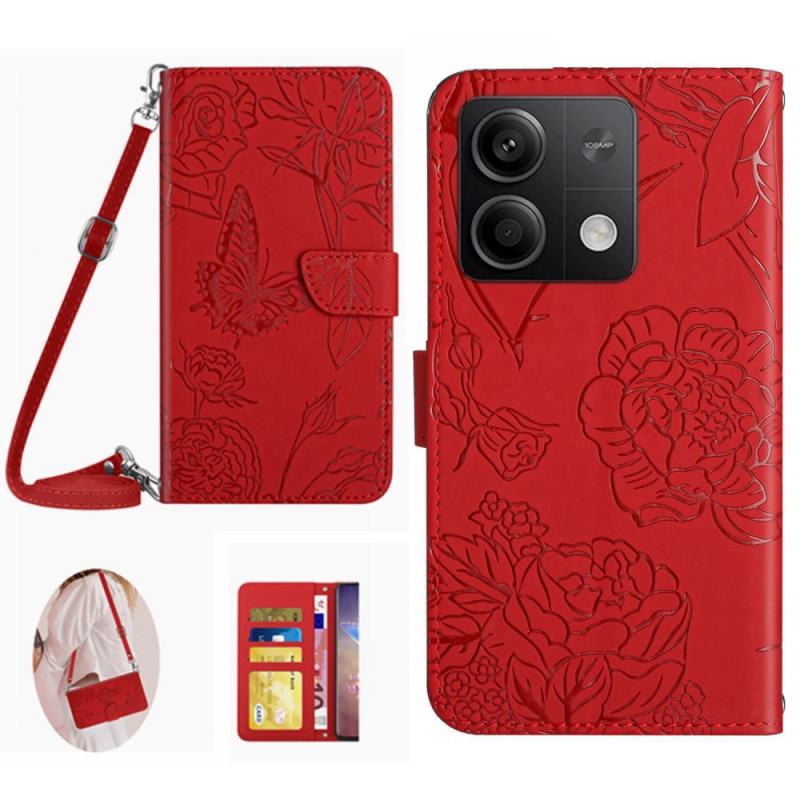 Housse Xiaomi Redmi Note 13 Pro 4g / Poco M6 Pro 4g Impression Papillons À Bandoulière