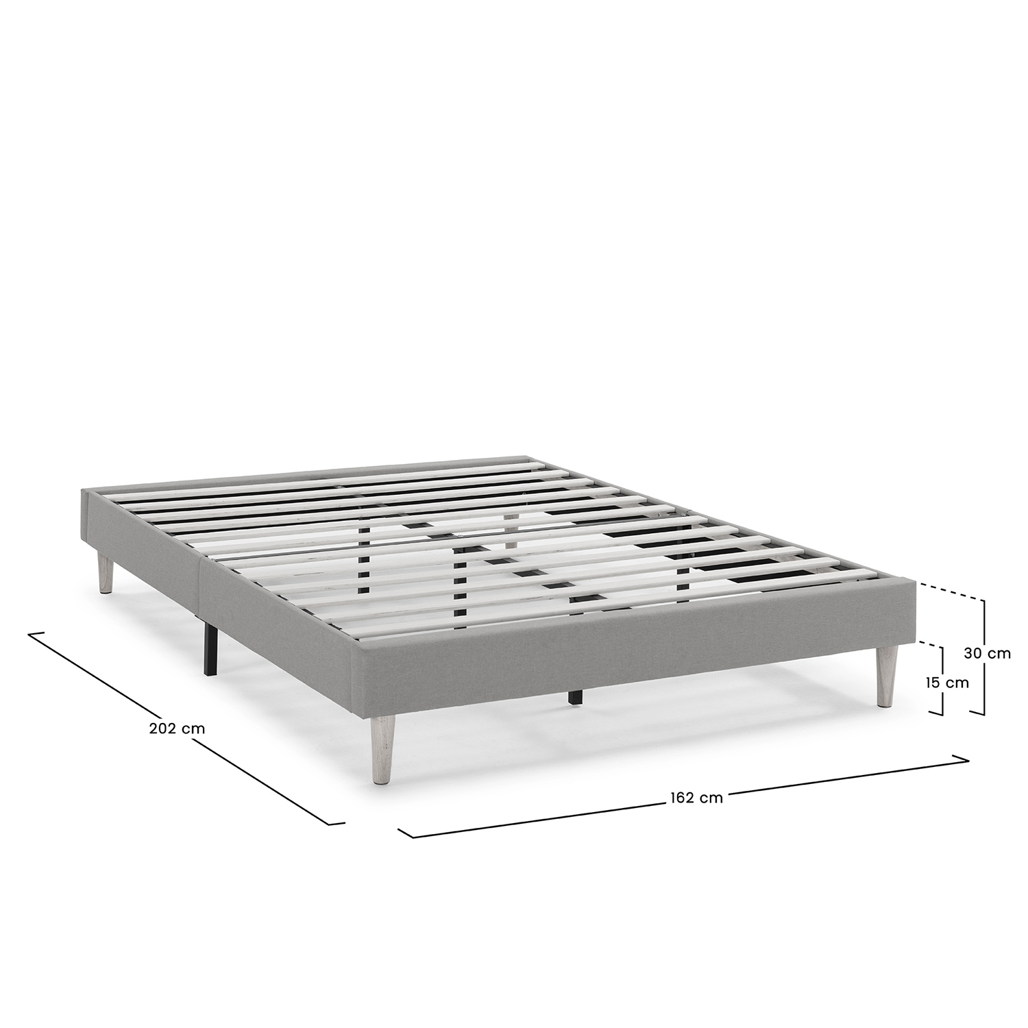 Sommier Tapissier Aura 160x200 Cm  Gris Clair, Hauteur 30 Cm