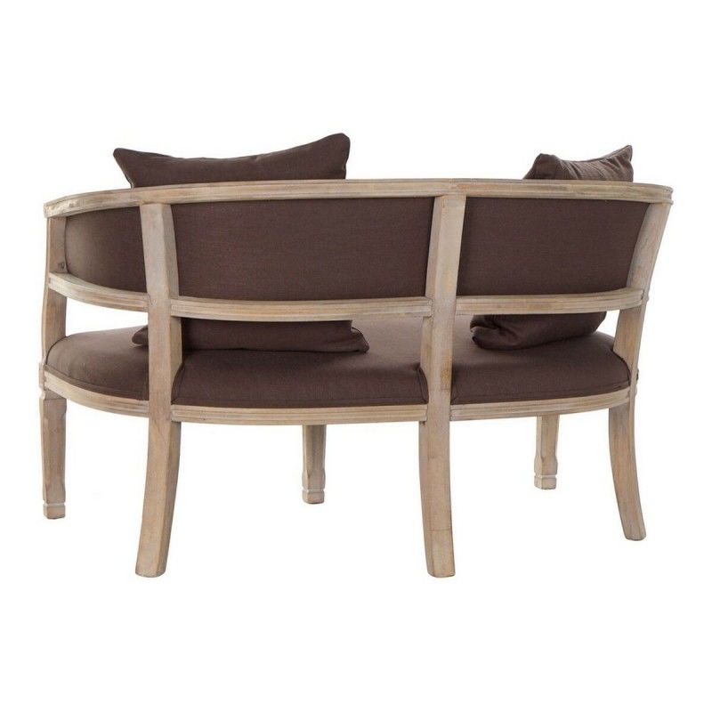 Canapé Thyann Marron Lin Bois D'hévéa Traditionnel (122 X 69 X 72 Cm)