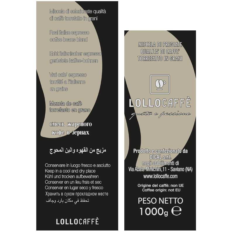 Café En Grains Mélange Noire Lollo Caffè 1 Kg X 6 LOLLO CAFFÈ