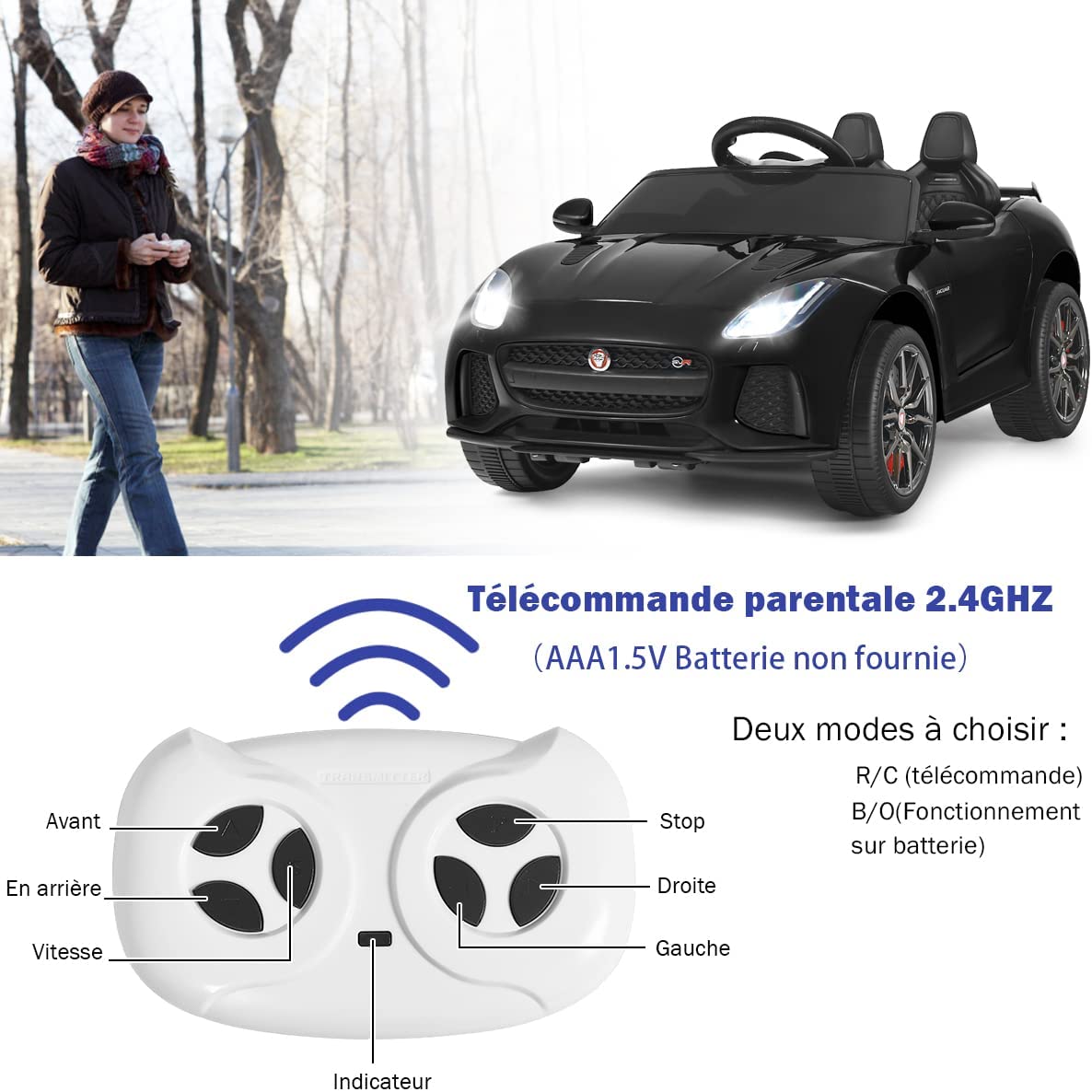 Voiture Électrique 12v Pour Enfants 3-8 Ans, Avec Télécommande 2.4g