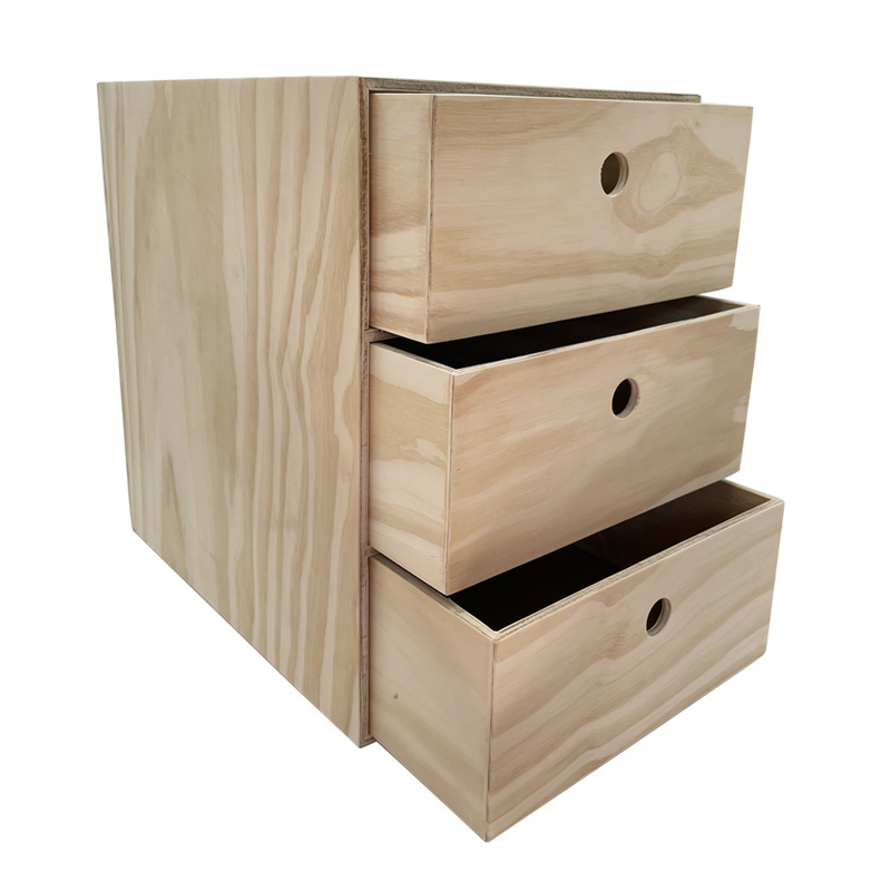 A4 3 Drawer Storage  Unit - Natural- Wood