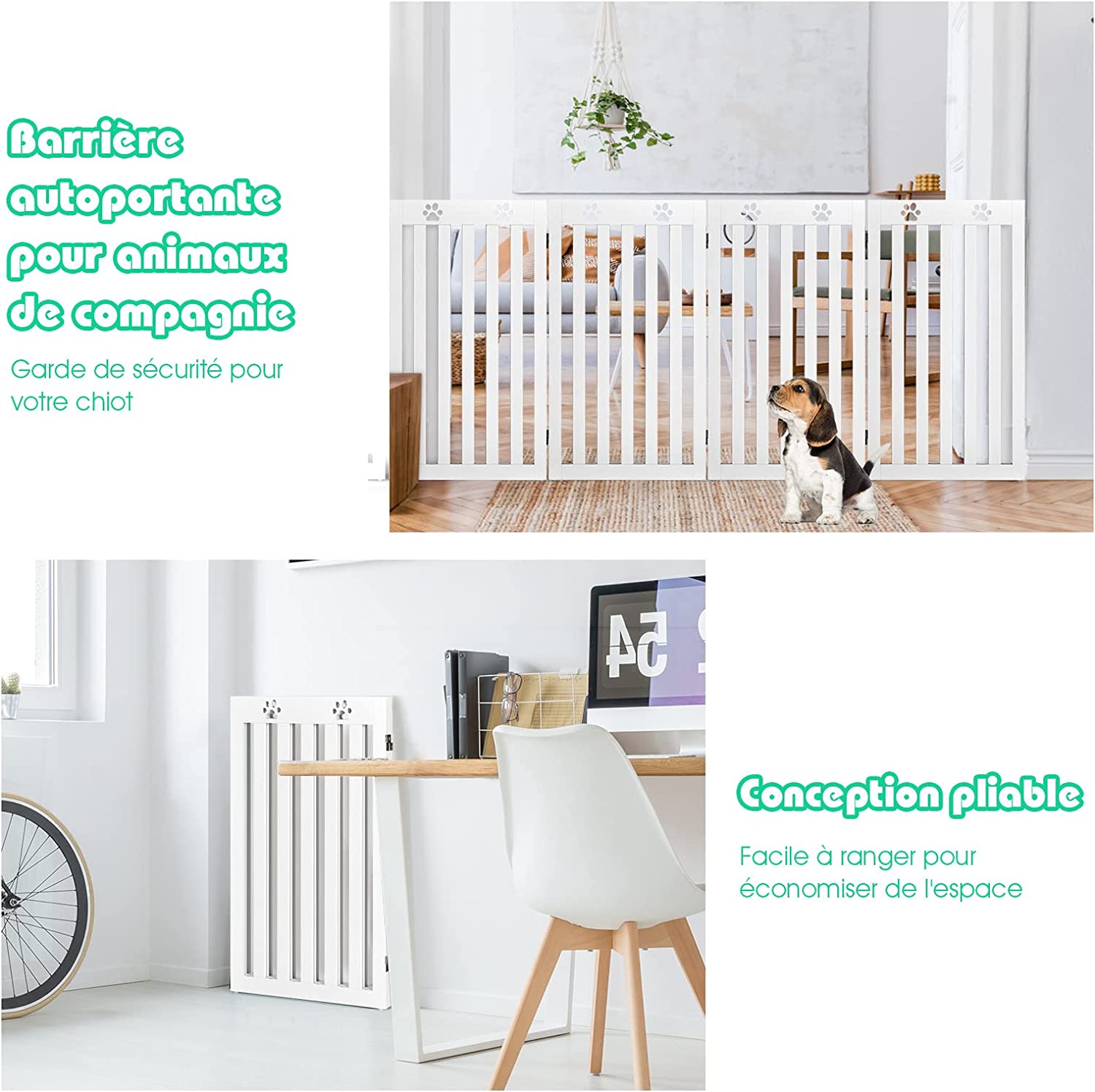 Barrière Autoportante Pour Chien 4 Panneaux