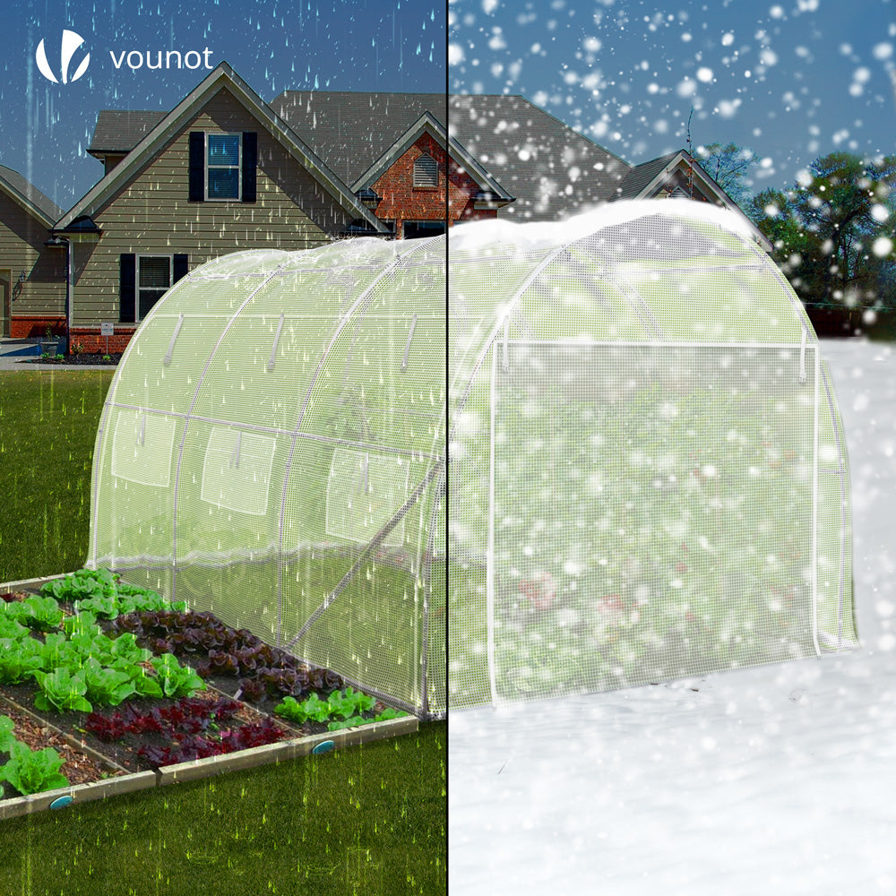 VOUNOT Mini Serre De Jardin Toit Pointu 270x90x90 Cm – Bâche PE 135g/m² Renforcée, 3 Fenêtres Zip, Idéale Semis & Légumes
