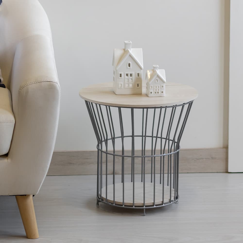 Graphic Side Table Chrome and Cream