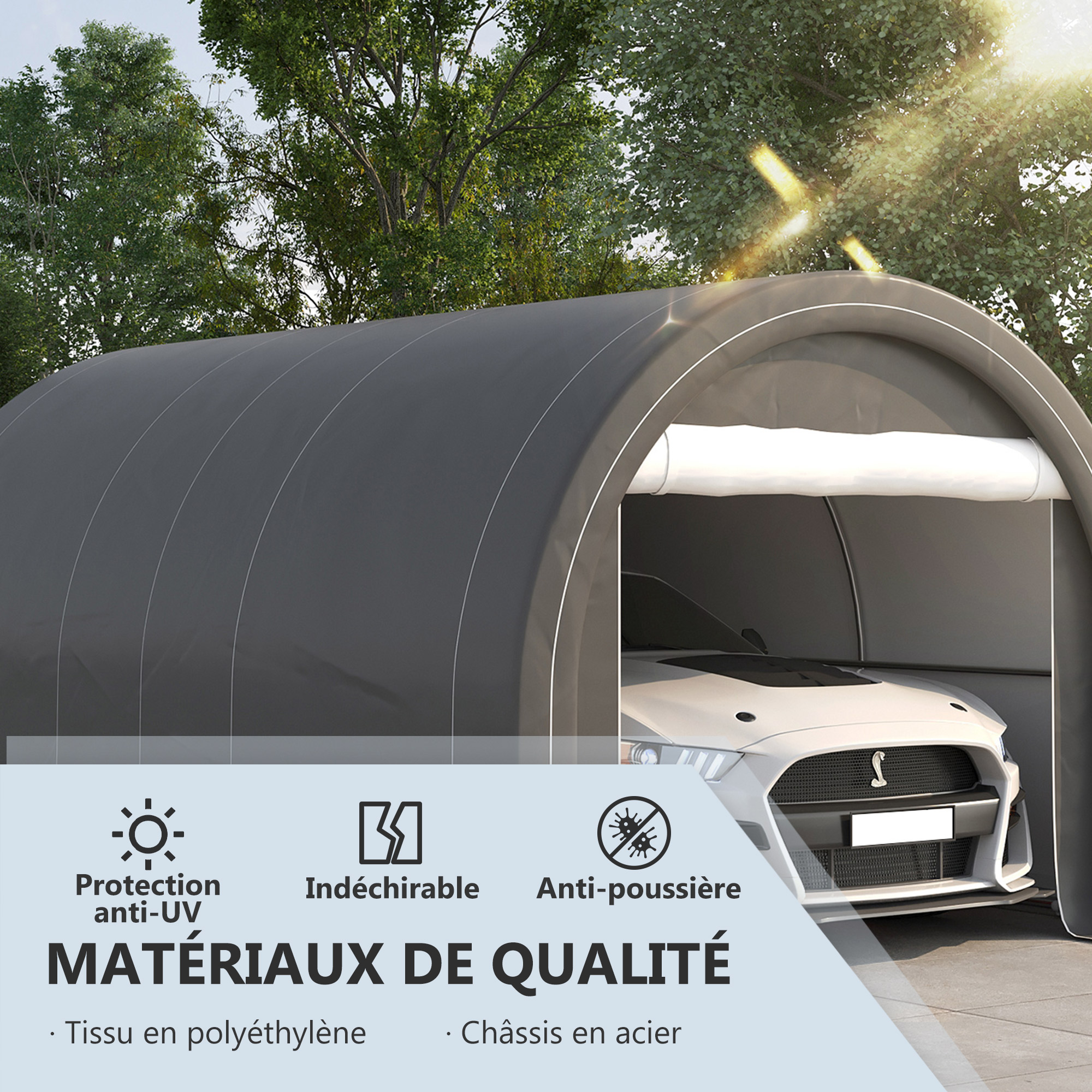 Tente Garage Carport Acier Galvanisé Pe Haute Densité Gris à Prix Carrefour