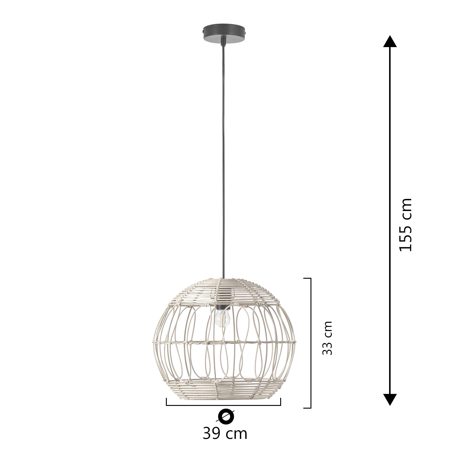 Suspension Kaede En Rotin Naturel, Diamètre 39 Cm