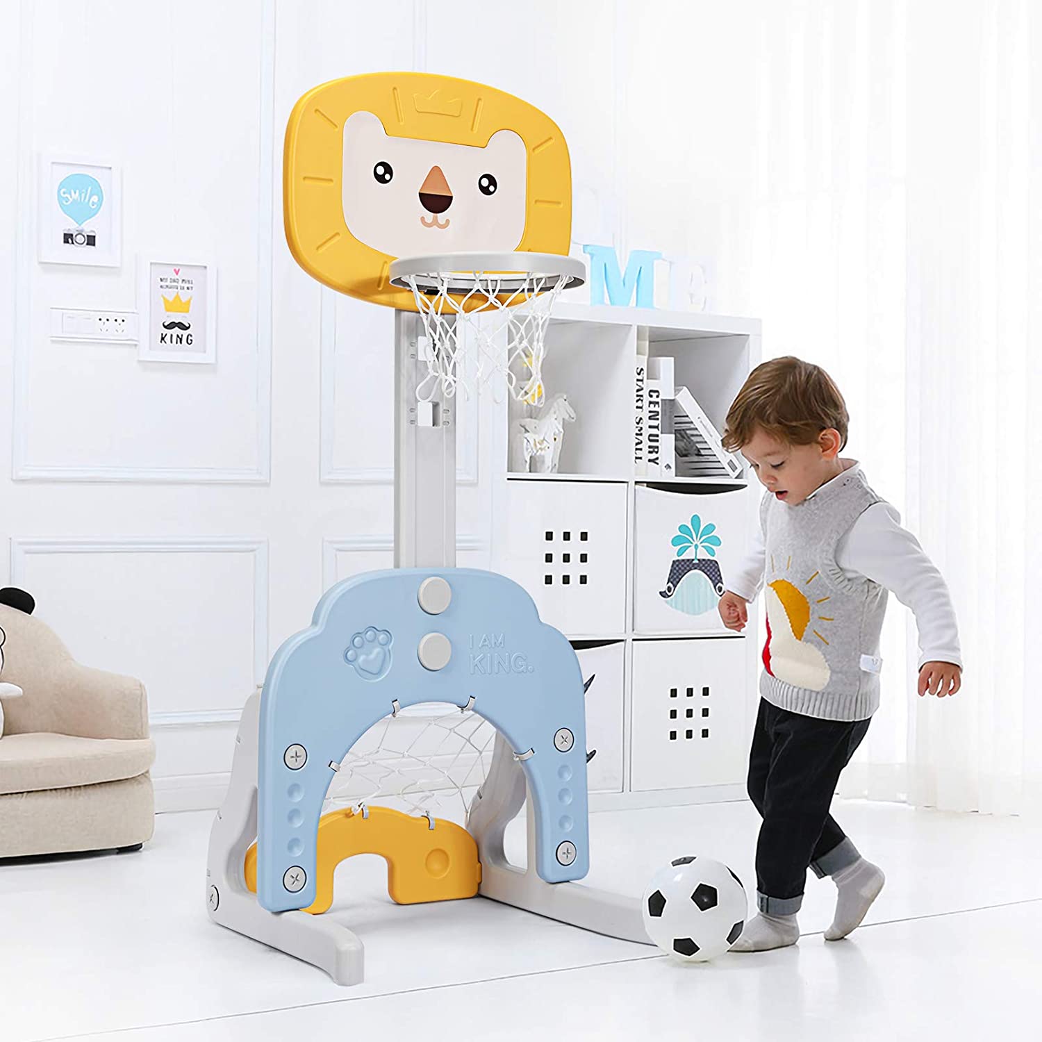 Costway Ensemble De Basket 3-en-1, Hauteur Ajustables De 110cm À 149cm