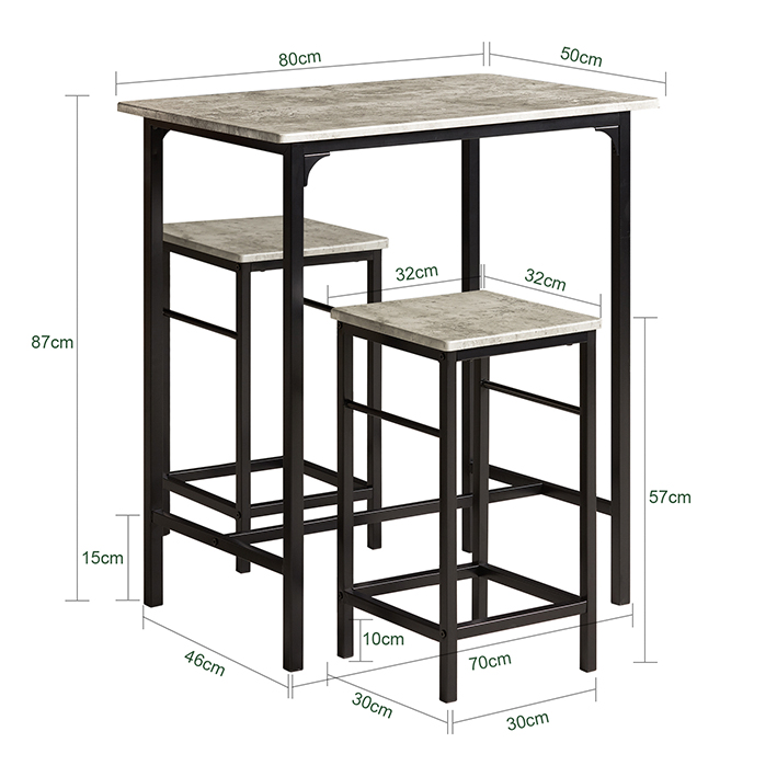Table + 2 X Tabourets De Bar Ogt10-hg
