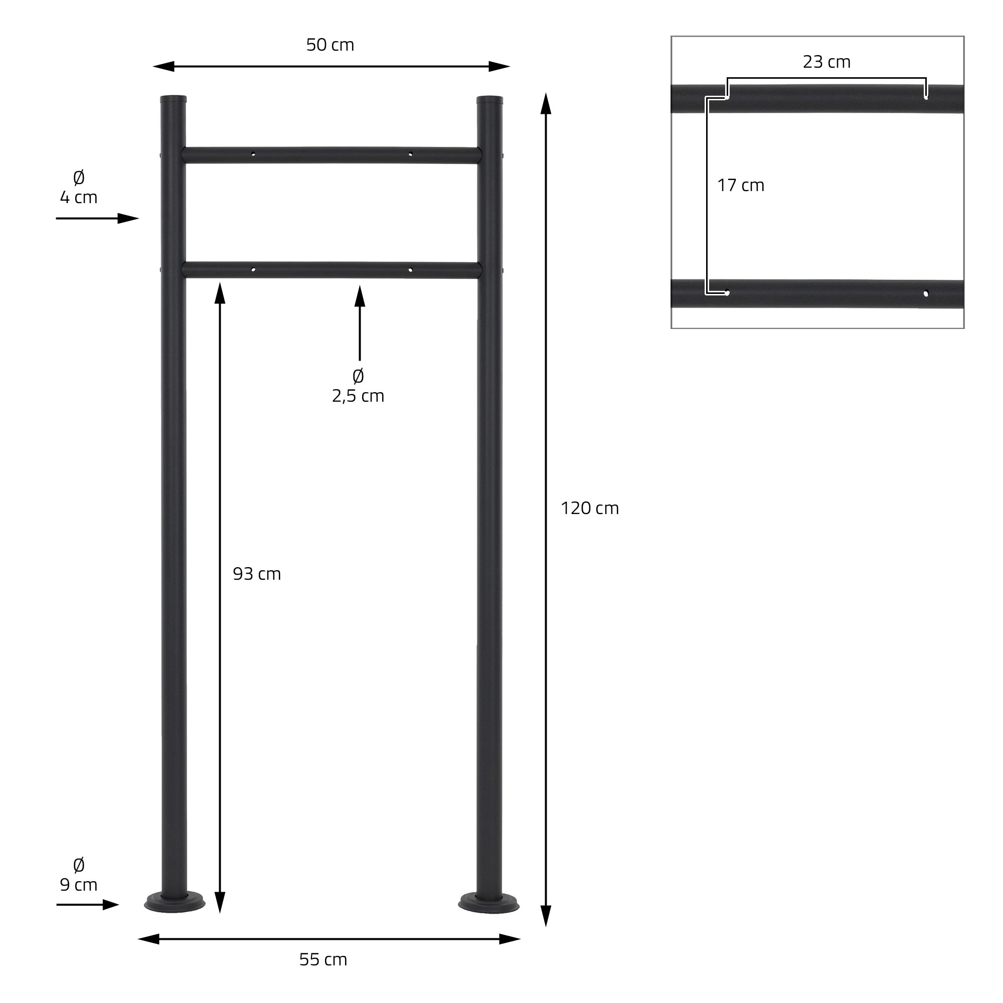 Boîte Aux Lettres Avec Support Boîte Postale Anthracite Sur Pieds Avec 2 Clés