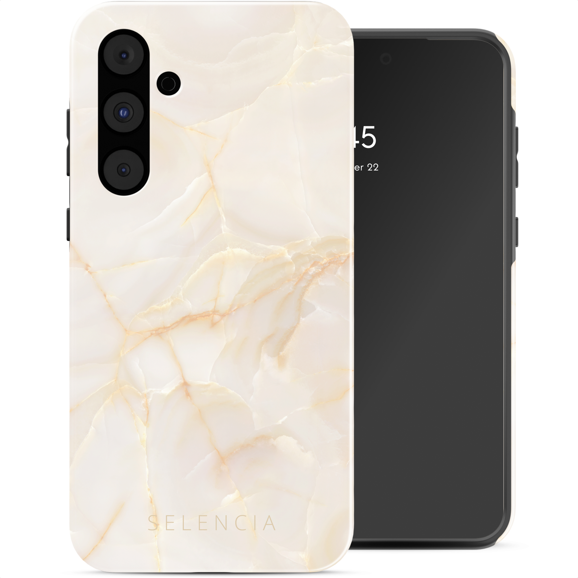 Selencia Coque arrière Vivid pour Samsung Galaxy A55 - Golden Beige Marble