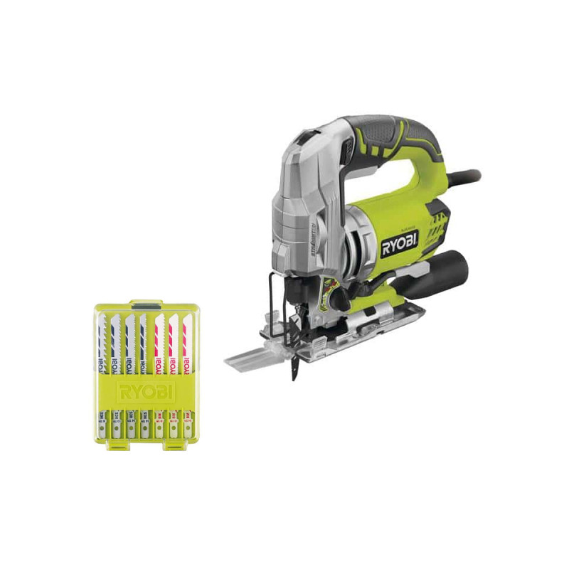 Pack Ryobi Scie Sauteuse Pendulaire Électrique 680w Rjs1050-k - Coffret De 10 Lames