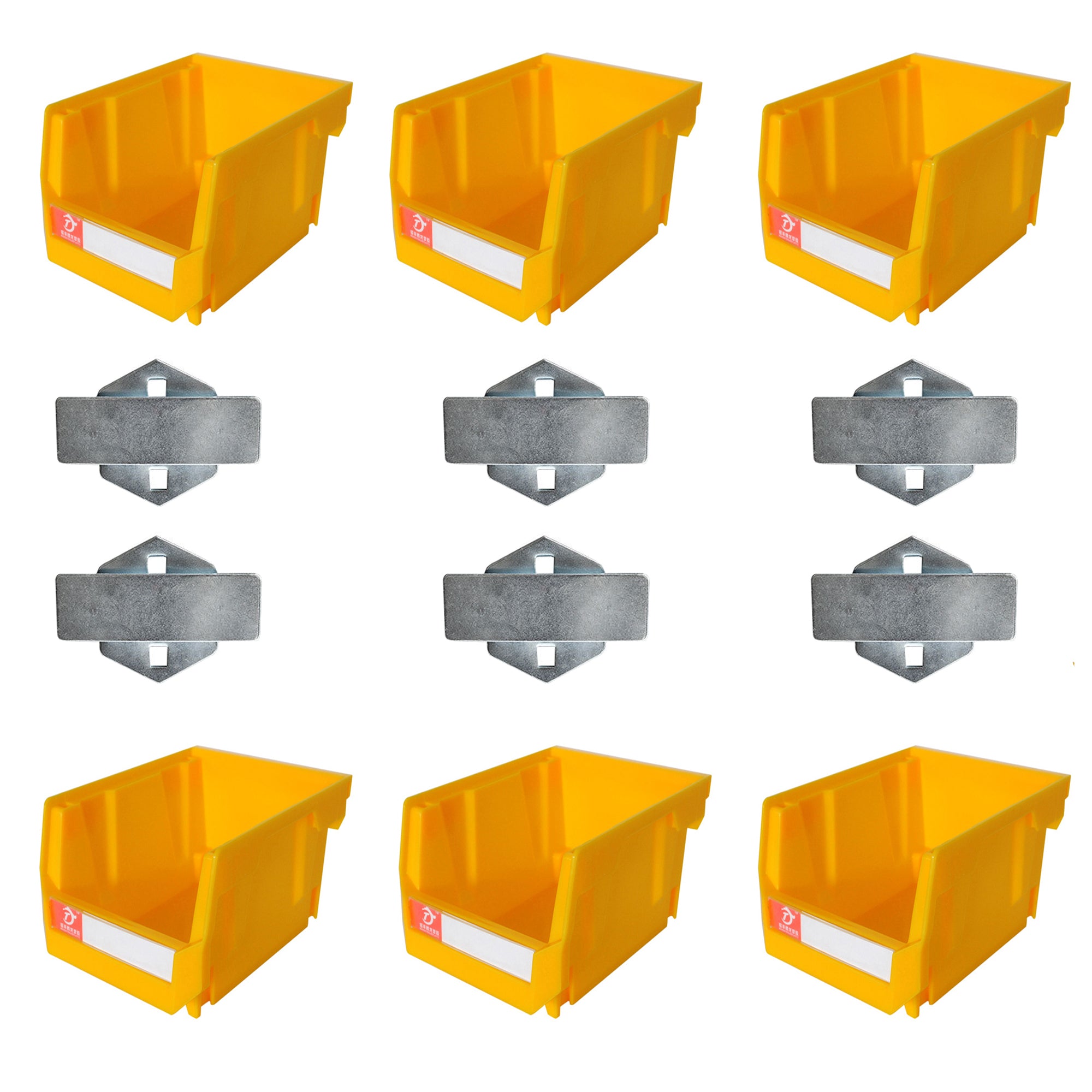 6Pcs Pegboard Compatible Workshop Storage Bin- Yellow
