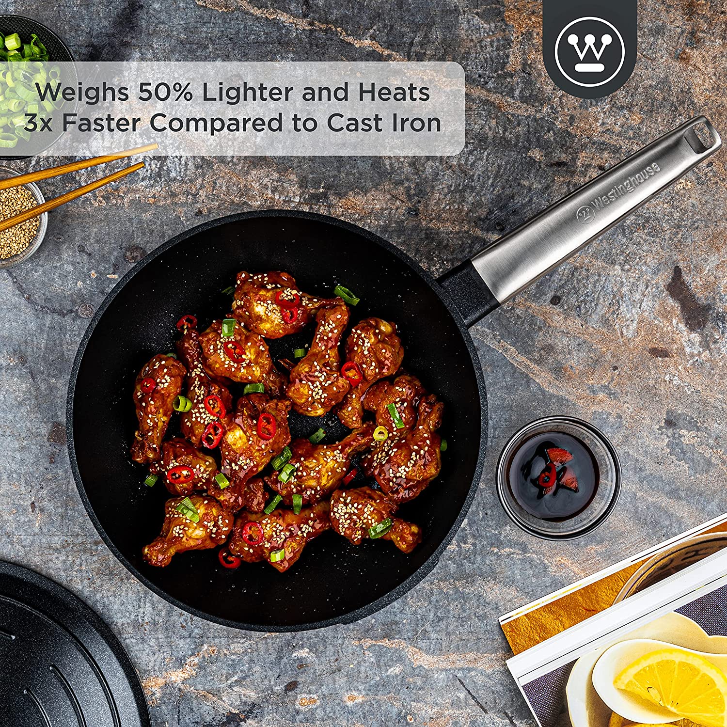 Westinghouse - Série Performance - Poêle Wok 28 Cm - Induction - Noir