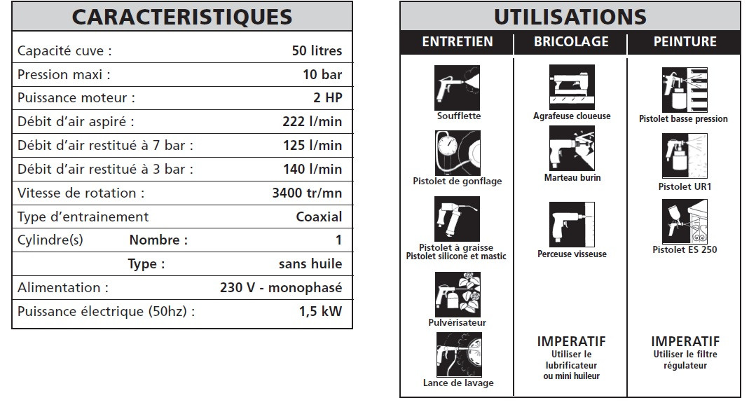 Stanley Compresseur D'air 50l 2 Hp Cuve Verticale
