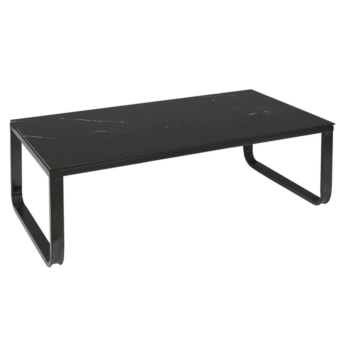 Mirana Table Basse Noire En Verre Trempé Effet Marbré à Prix Carrefour