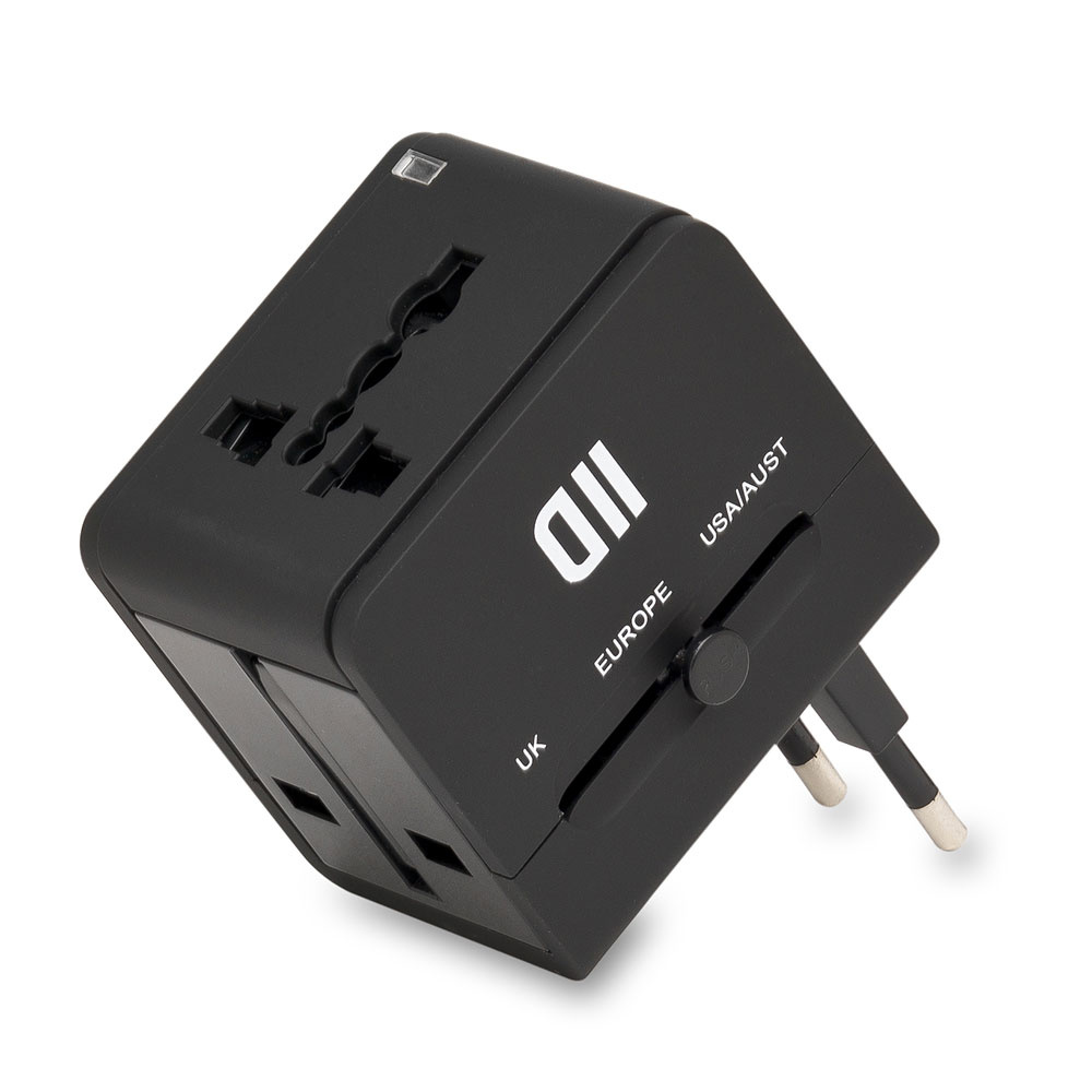 Adaptateur Multi Pays 2usb 2a Noir